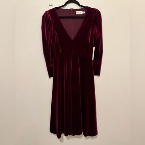Eliza J Rich Burgundy Velvet Long Sleeve Dress